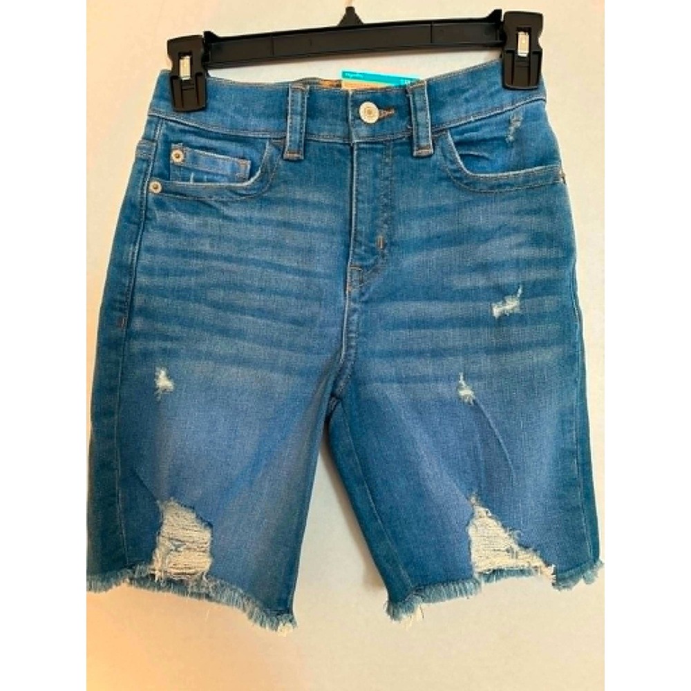 Thereabouts Girls‎ Denim Bermuda Shorts Size 10 Dark Wash Distressed Stretch NWT